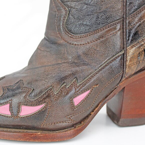 Rudel Tall Leather Inlay Boots Cowboy Cowgirl Snip Toe Boots: Size 6.5 E - Picture 7 of 9